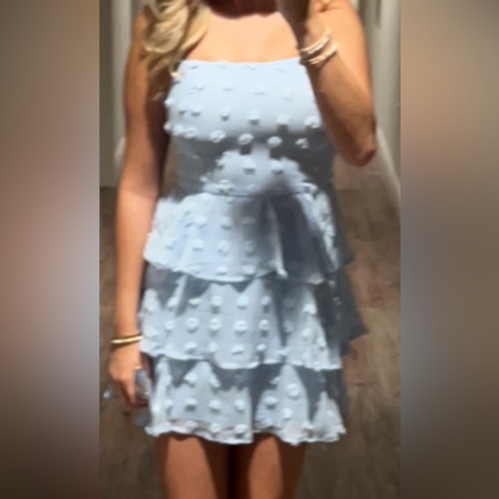 Francesca's Collections Light Blue Ruffle Mini Dress
